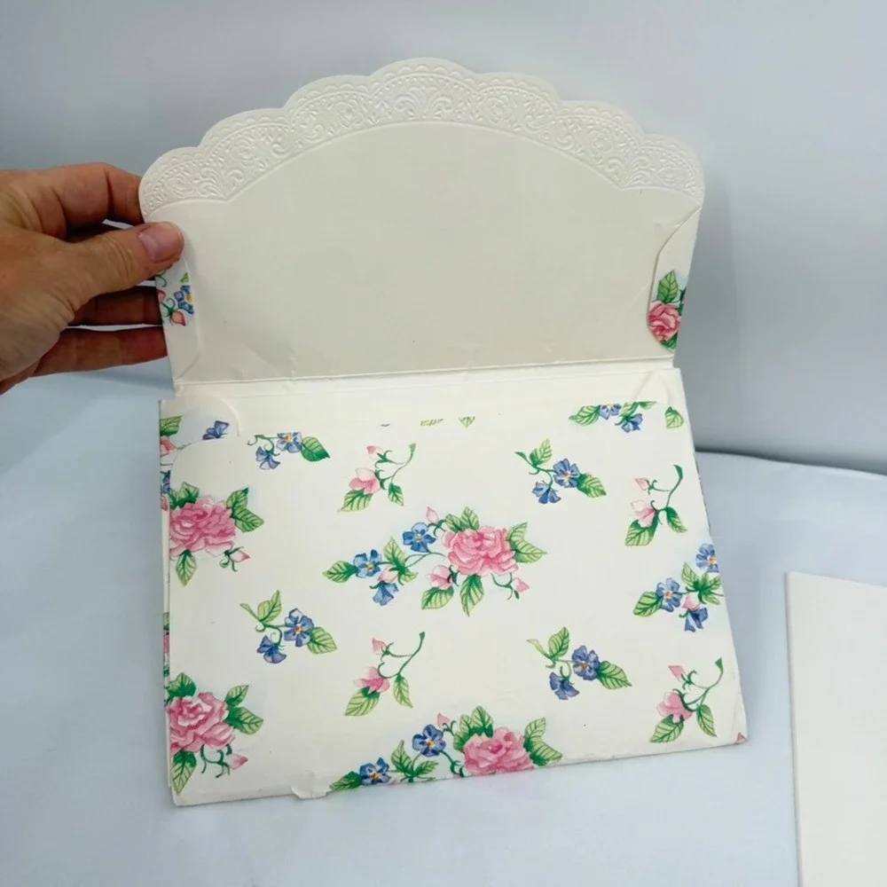 VTG Stationery Set Floral Rose Shabby Chic Cottagecore Letter Writing Whimsical